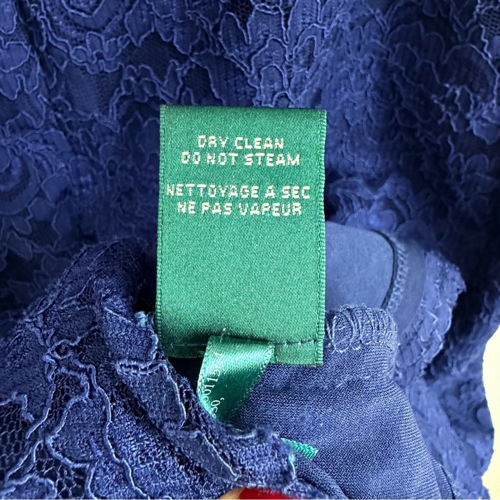 Ralph Lauren Navy Scalloped Lace Cocktail Dress | 4 - Picture 5 of 6